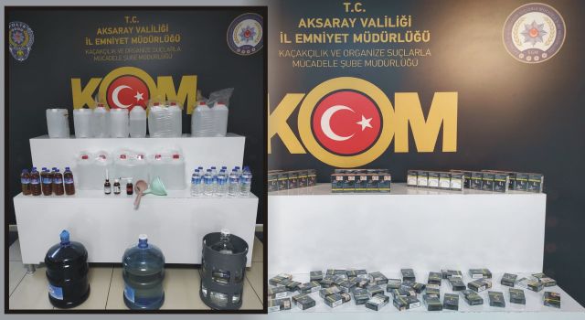 Aksaray’da kaçak alkol ve kaçak sigara operasyonu