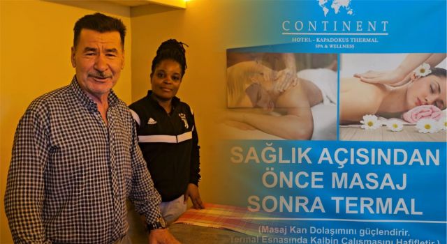 Kapadokus Termal’de Yapılan Masaj İçin Sıraya Giriyorlar