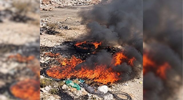 Eskil’de plastik atıkları yakan şahıs kameradan tespit edildi