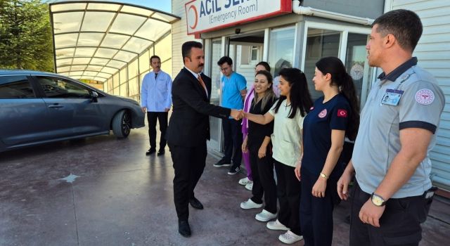 Gülağaç Kaymakamı Şahin, hastanedeki çalışmaları inceledi