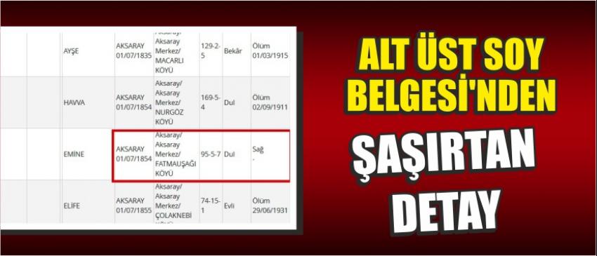 Alt Üst Soy Belgesi’nden Şaşırtan Detay