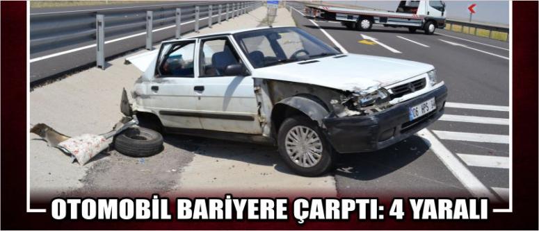 Otomobil Bariyere Çarptı: 4 Yaralı