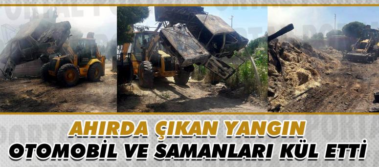 Ahırda Çıkan Yangın Otomobil Ve Samanları Kül Etti 