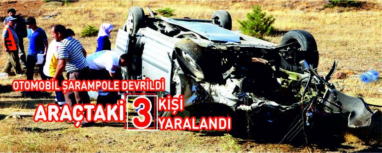 Otomobil Şarampole Devrildi Araçtaki 3 Kişi Yaralandı