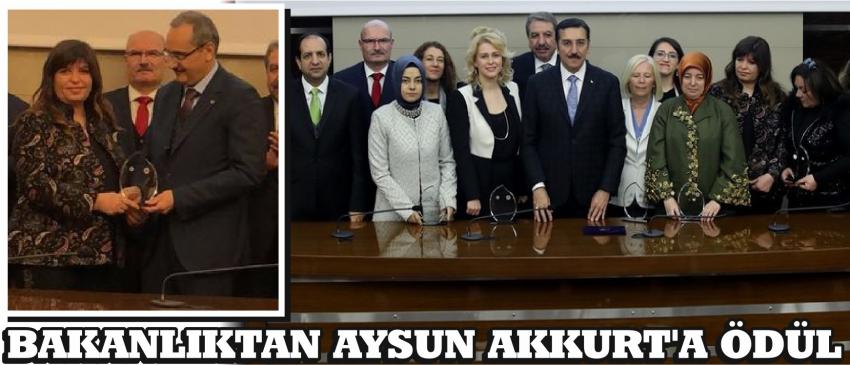 Bakanlıktan Aysun Akkurt’a Ödül