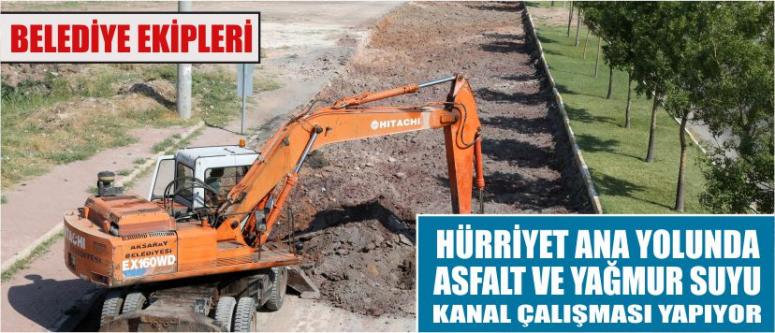Belediye Ekipleri Hürriyet Ana Yolunda Asfalt Ve Yağmur Suyu Kanal Çalışması Yapıyor