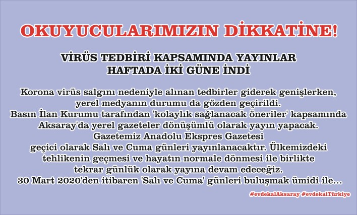 OKUYUCULARIMIZIN DİKKATİNE!