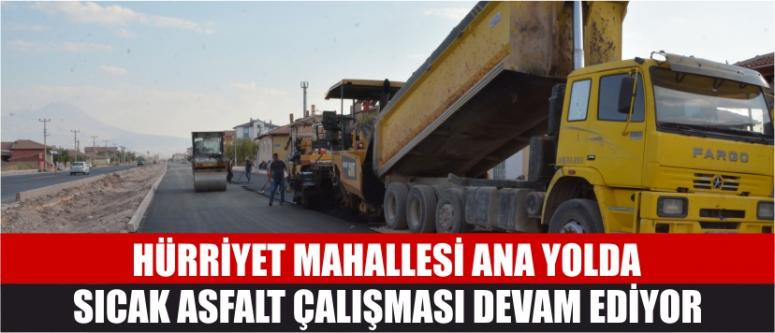 Hürriyet Mahallesi Ana Yolda Sıcak Asfalt Çalışması Devam Ediyor