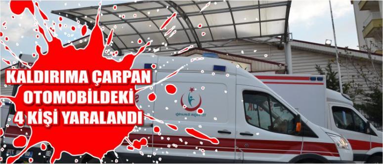 Kaldırıma Çarpan Otomobildeki 4 Kişi Yaralandı