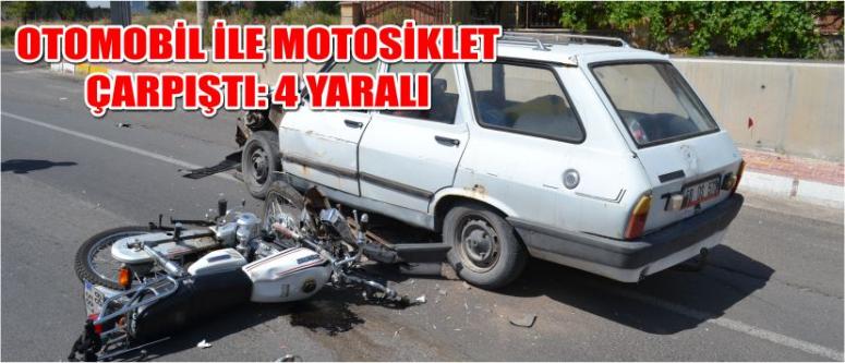 Otomobil İle Motosiklet Çarpıştı: 4 Yaralı