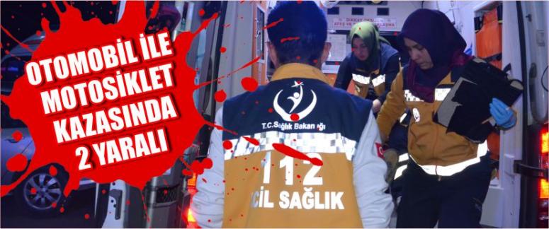 Otomobil İle Motosiklet Kazasında 2 Yaralı