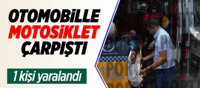 Otomobil İle Motosiklet Çarpıştı