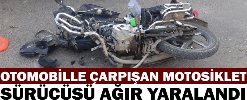 Otomobille Çarpışan Motosiklet Sürücüsü Ağır Yaralandı