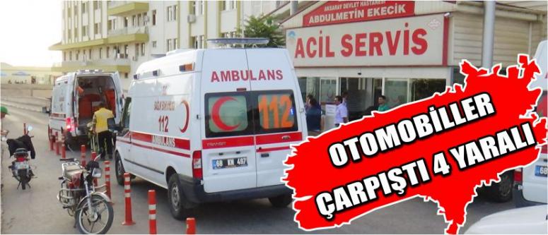 Otomobiller Çarpıştı 4 Yaralı