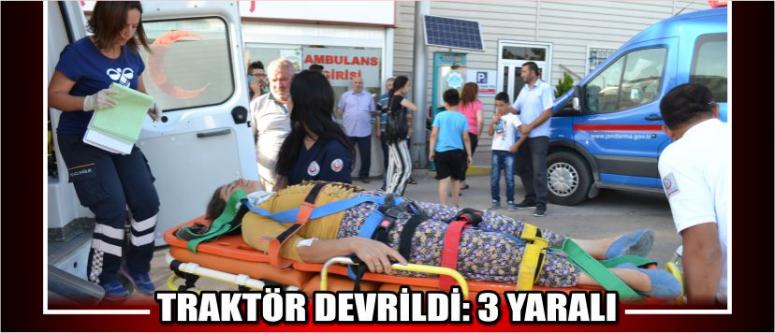 Traktör Devrildi: 3 Yaralı