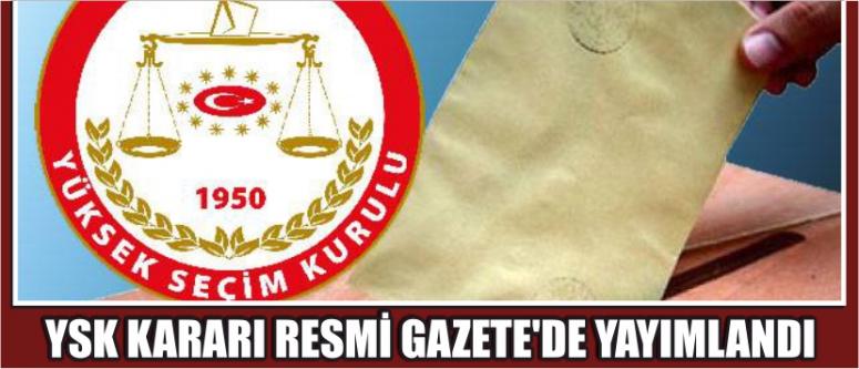 Ysk Kararı Resmi Gazete'de Yayımlandı